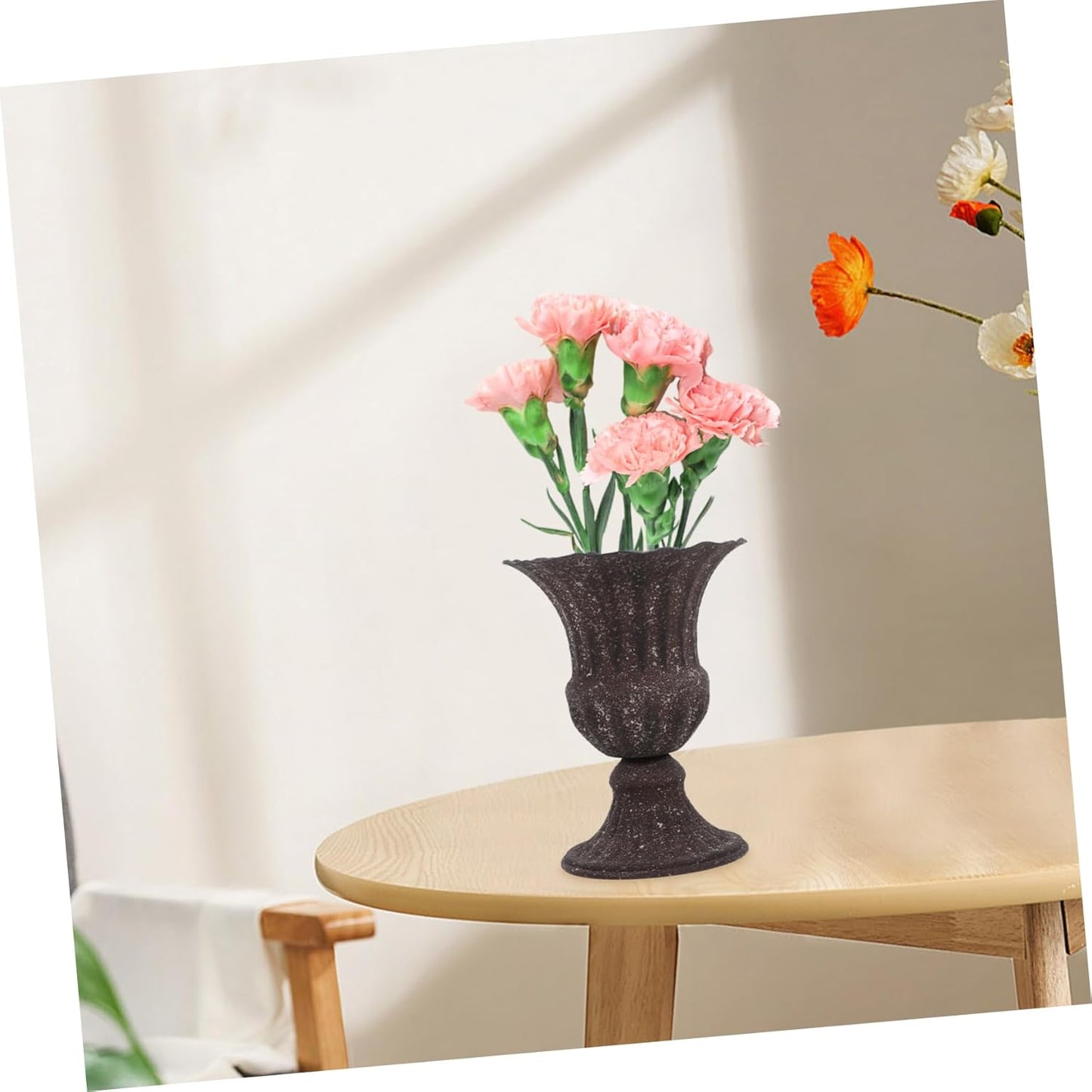 BESTOYARD Wedding Decorations Metal Flower Vase Classic Urn Planter Roman Column Flower Pot Plant Container Hydroponic Bottle Cement Vase Floral Arrangement Vase Grey Home Decor