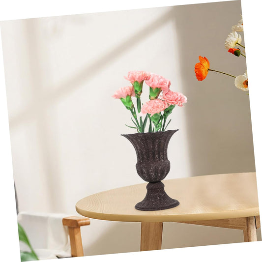 BESTOYARD Wedding Decorations Metal Flower Vase Classic Urn Planter Roman Column Flower Pot Plant Container Hydroponic Bottle Cement Vase Floral Arrangement Vase Grey Home Decor