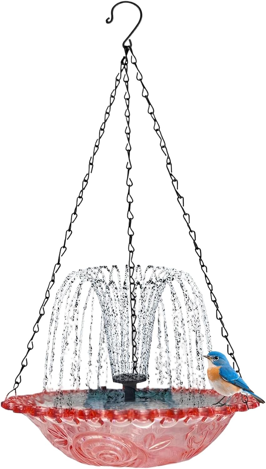 Decorative Garden Fountain - Artistic Bird Feeder | Sunlight Capturing Basin for Parakeets, Charming Courtyard Bowl for Hummingbirds, Elegant Patio Stand for Parrots, Durable Balcony Accessory