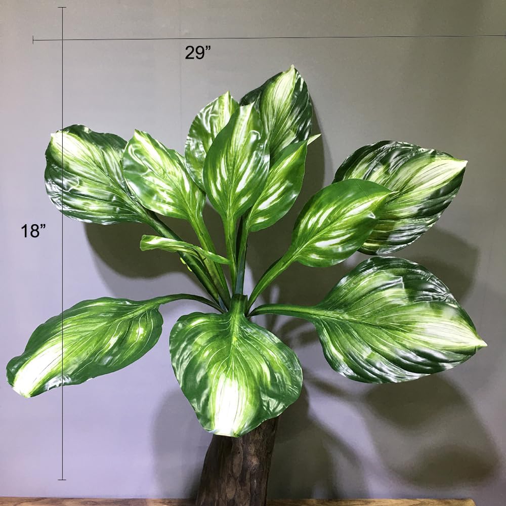 2Pcs Artificial Halcyon Hosta Perennial Plants 19" Large Faux Cordyline Shade Plant for for Home Garden Office Decoration