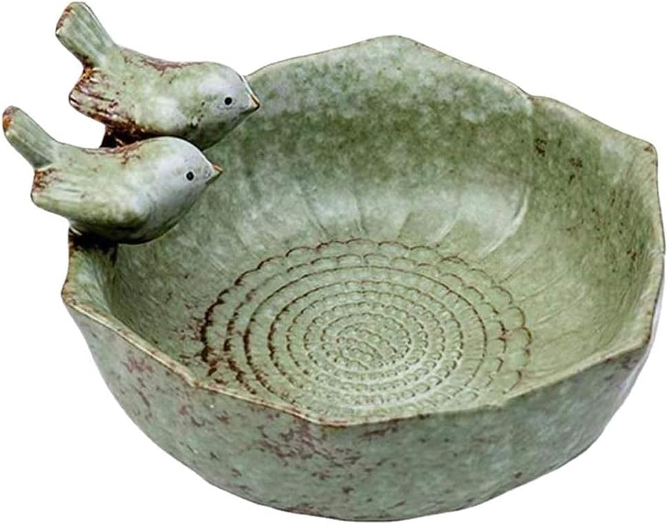 Ceramic Birdbath Bowl Wild Bird Feeder Food Holder Container Bird Feeding Tray Bowl for Outside Bee Bird Water Bath Outdoor Garden Courtyard Decoration, Balcony and Lawn