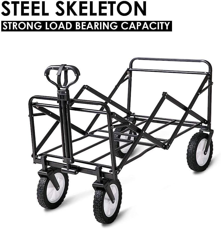 Handcart, Garden Trolley Foldable Cart Heavy Duty Festival Trolley Pull Wagon Truck Transport Cart with Brake Wheels,60 Kg /132 Pounds Capacity/F:Burst
