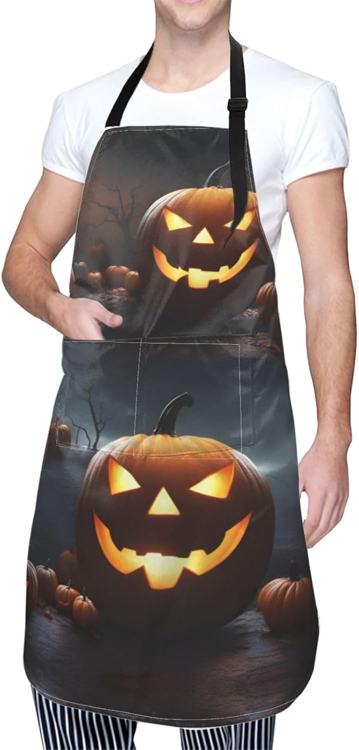 Halloween Pumpkin print Waterproof chef's apron with pocket apron for 