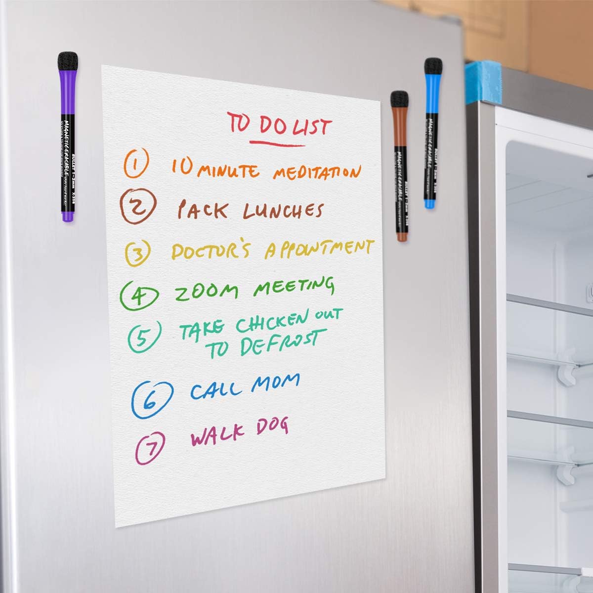 Magnetic Dry Erase Markers Fine: 12 Colors Erasable Whiteboard Markers