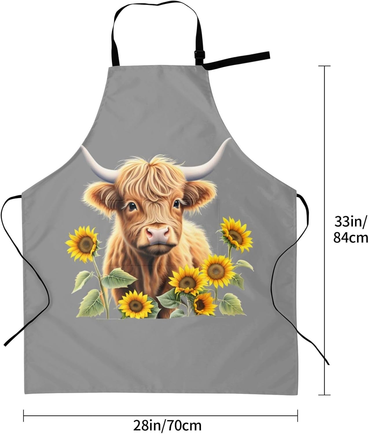 YANYU Cute Cow Print 28x33 In Kitchen Apron Stylish Chef Apron with Po