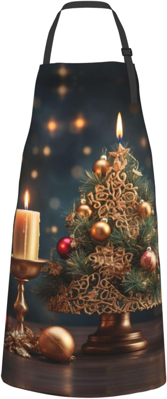 Christmas Tree print Waterproof apron with pocket adjustable cooking apron for adult kitchen bibs to bake