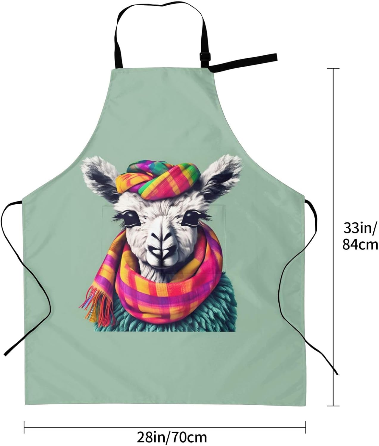 Llama in A Scarf print Waterproof chef's apron with pocket apron for kitchen cooking baking barbecue and gardening