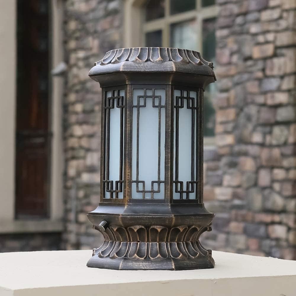 Fashion Outdoor Solar Wall Bollard Column Lamp Garden Villa Doors Courtyard Garage Pillar Light Park Retro Exterior IP42 Waterproof Decoration Terrace Balcony Porch Traditional Indo