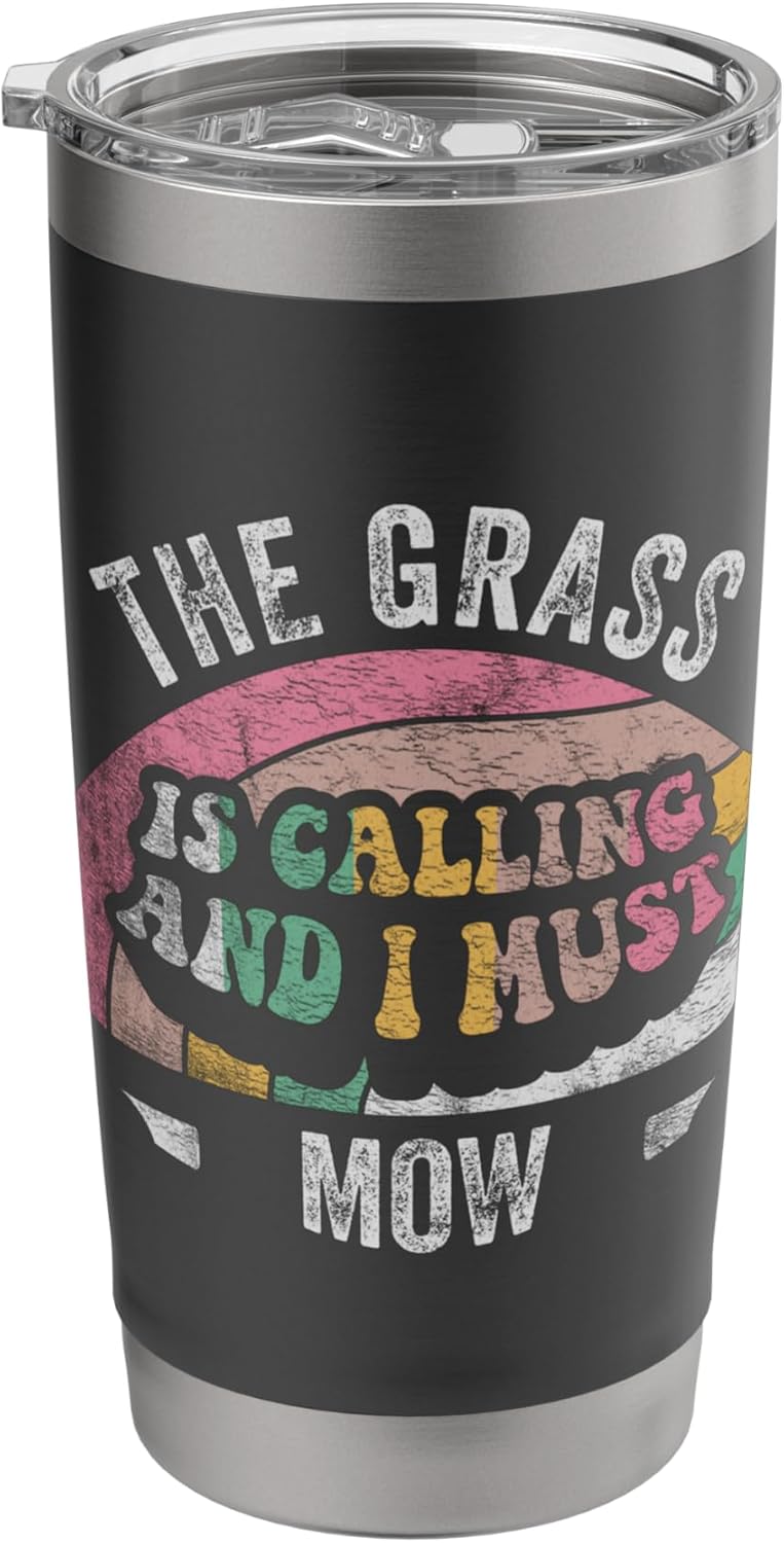 Funny Lawn Mowing Shirt Retro Vintage Mowing Gift Lawn Care Stainless Steel Insulated Tumbler
