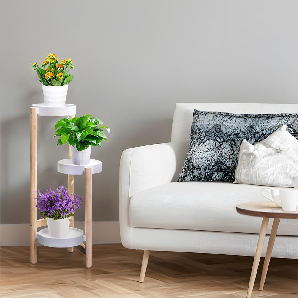 Plant Stand Indoor, 3 Tier Bamboo Plant Stands Corner Plant Stand for Multiple Plants, Tall Plant Shelf Plant Holders for Indoor, Outdoor, Corner, Living Room, Balcony, and Bedroom