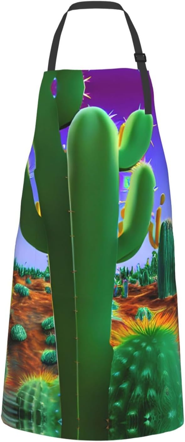Cactus Desert Print Laundry apron 28x33 In Waterproof Kitchen Apron with Pockets for Cooking Baking
