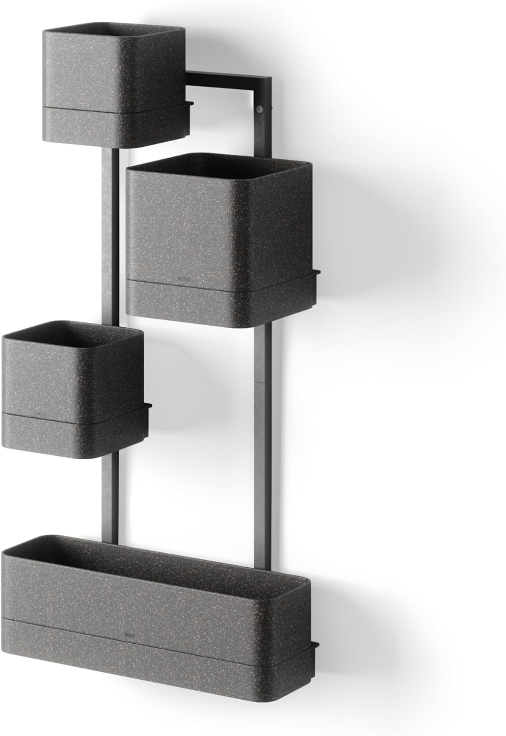 Umbra Cubiko Wall Planter with 4 Lightweight and Durable Pots (Black)