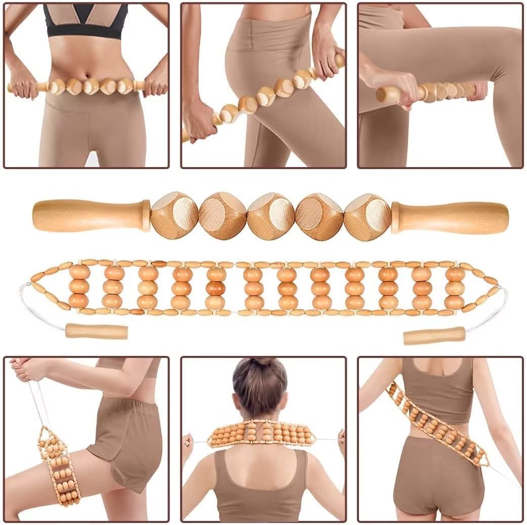 10-in-1 Wood Therapy Massage Tools Gua Sha Wooden Massager for Body Sh