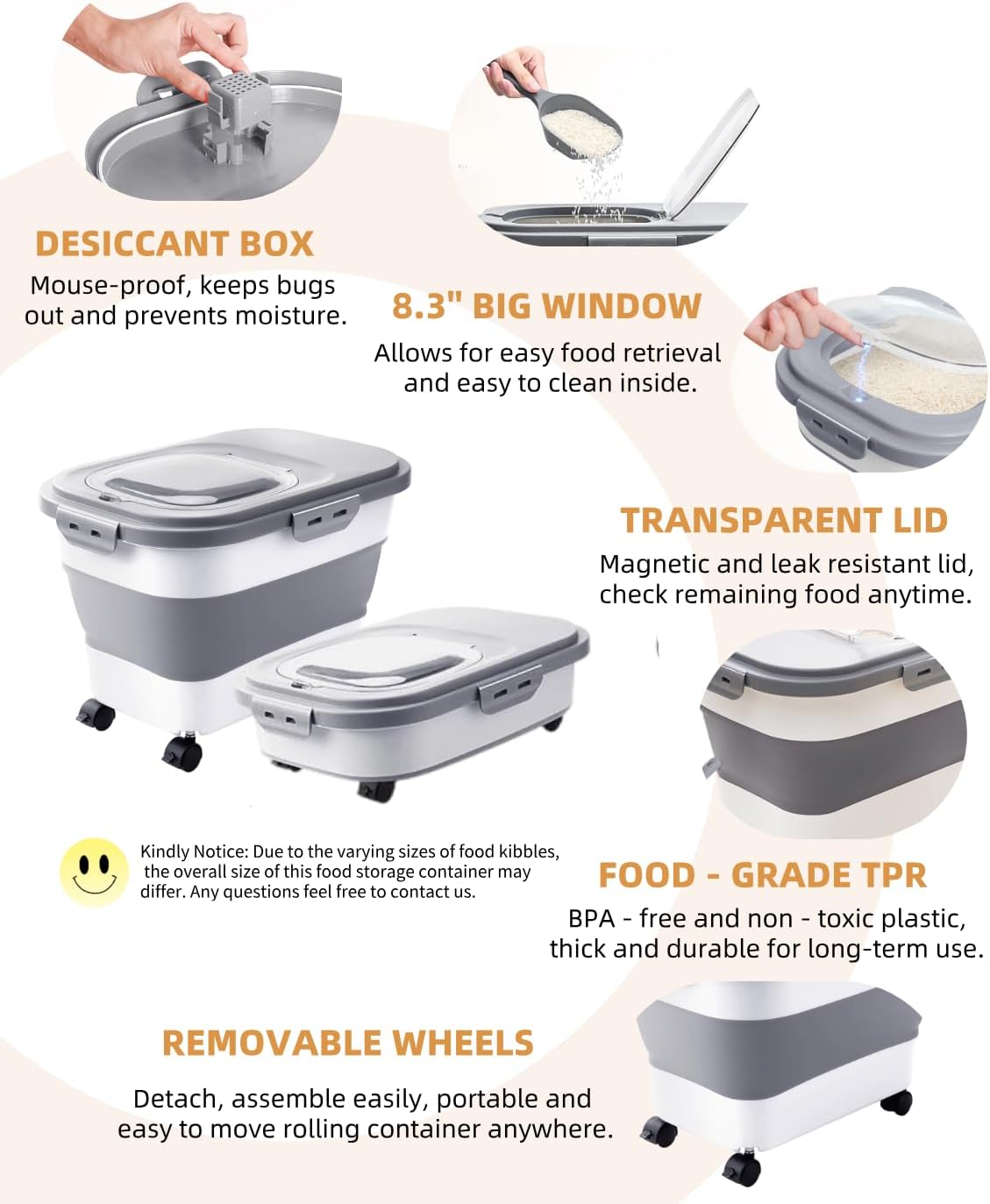 20-23 Lbs Dog Food Storage Container - Collapsible Dog Food Container 