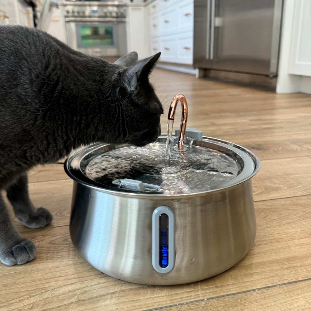 Stainless Steel Cat Water Fountain Automatic Drinking Fountain, Quiet 