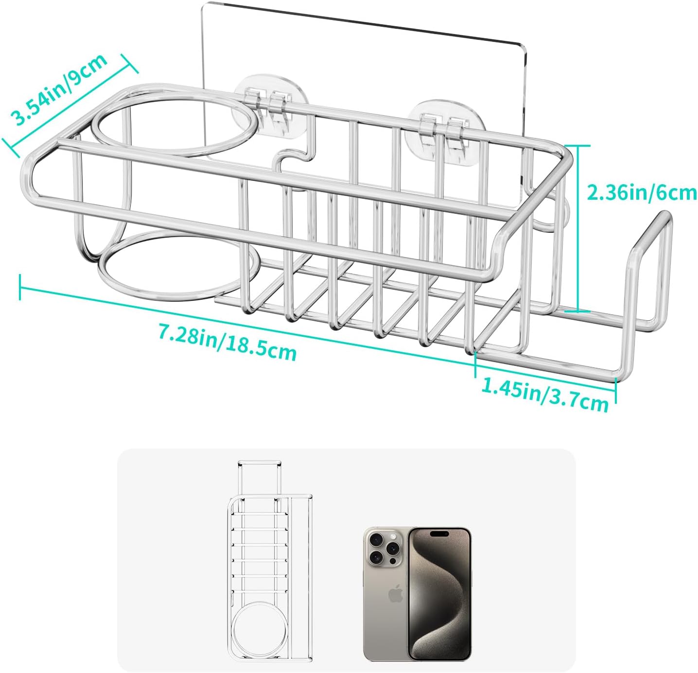 HapiRm 4 in 1 Sink Caddy Sponge Holder, SUS304 Stainless Steel Kitchen