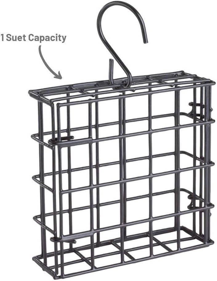 More Birds Suet Cage Bird Feeder, Fruit and Suet Feeder, Single Cake Capacity ,Black