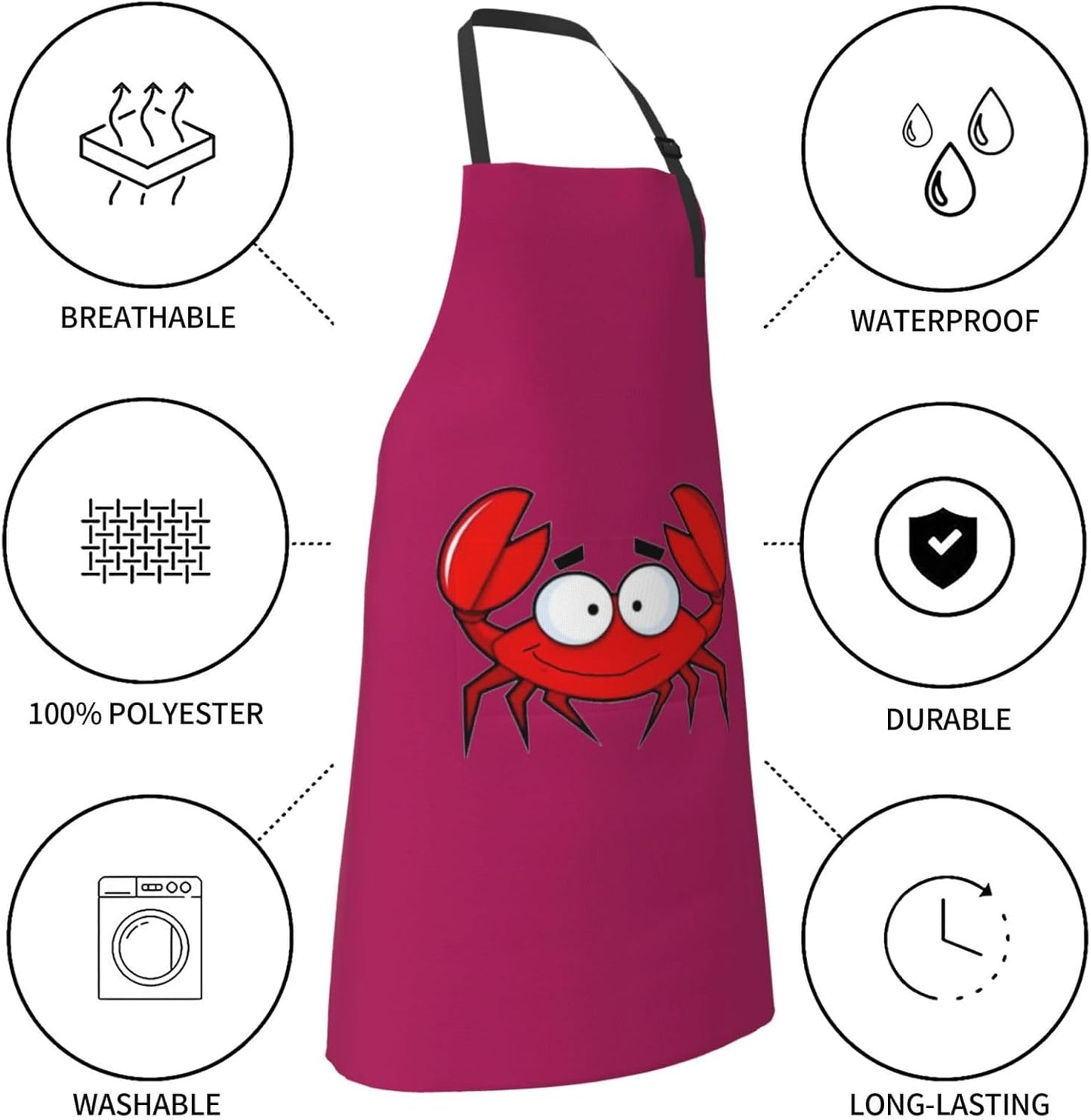 cartoon crab print Waterproof apron with pocket adjustable cooking apron for adult kitchen bibs to bake