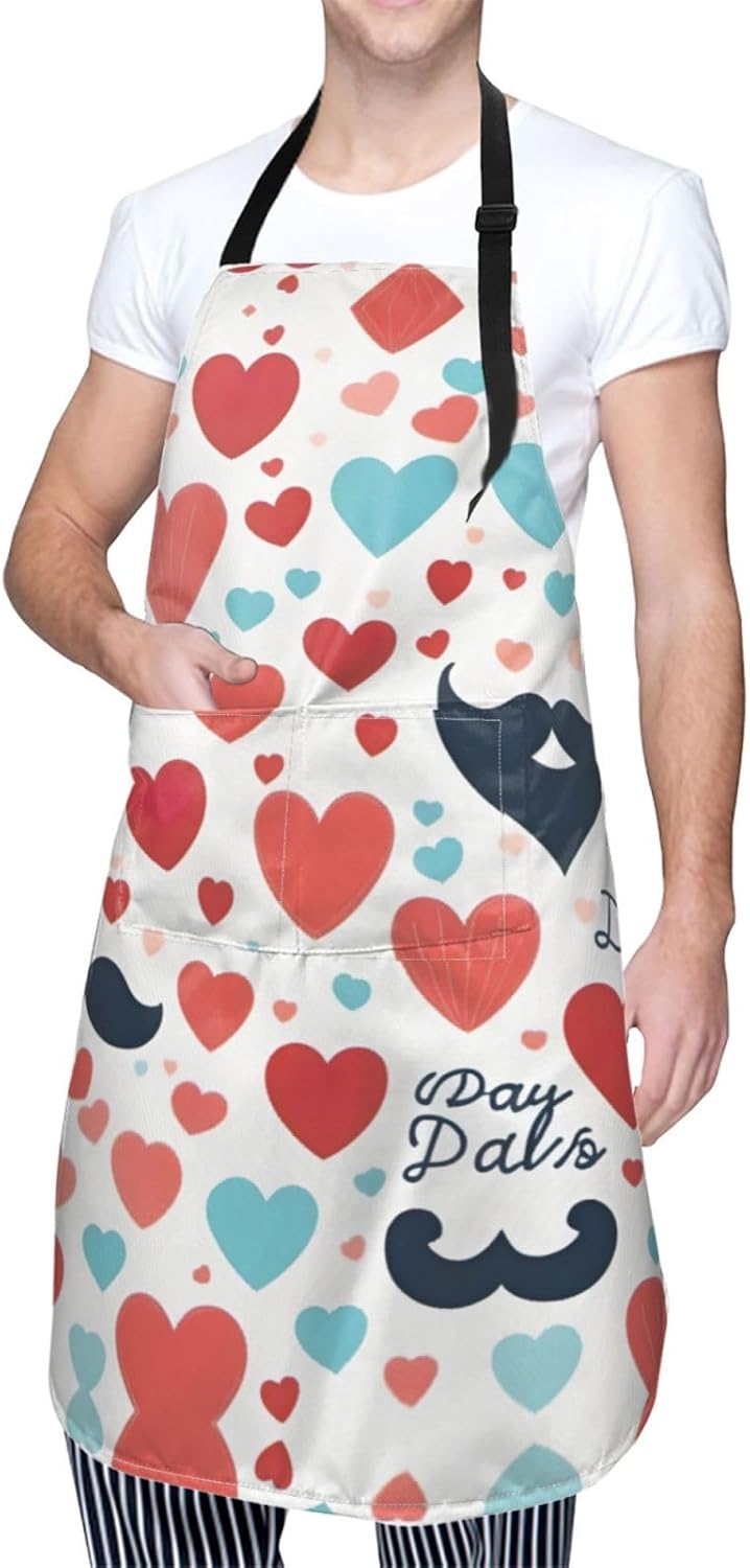 Fathers Day Love Dad print Waterproof chef's apron with pocket apron for kitchen cooking baking barbecue and gardening