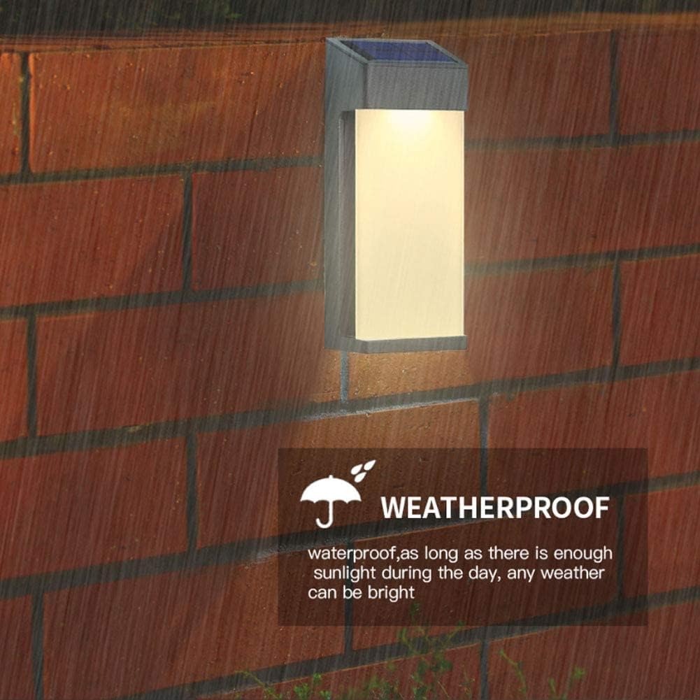 Outdoor 2PCS Solar Lights Wall Lamp Waterproof Rectangle Black Aluminum Acrylic Lampshade LED Garden Villa Decorative Control Vintage Sconce(6PCS)