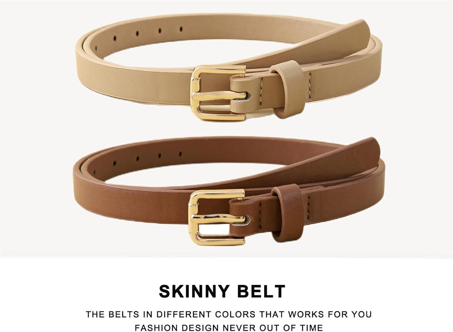 HOTWILL 4 Pack Women Skinny Belts for Jeans Dress Thin Waist Belt for 