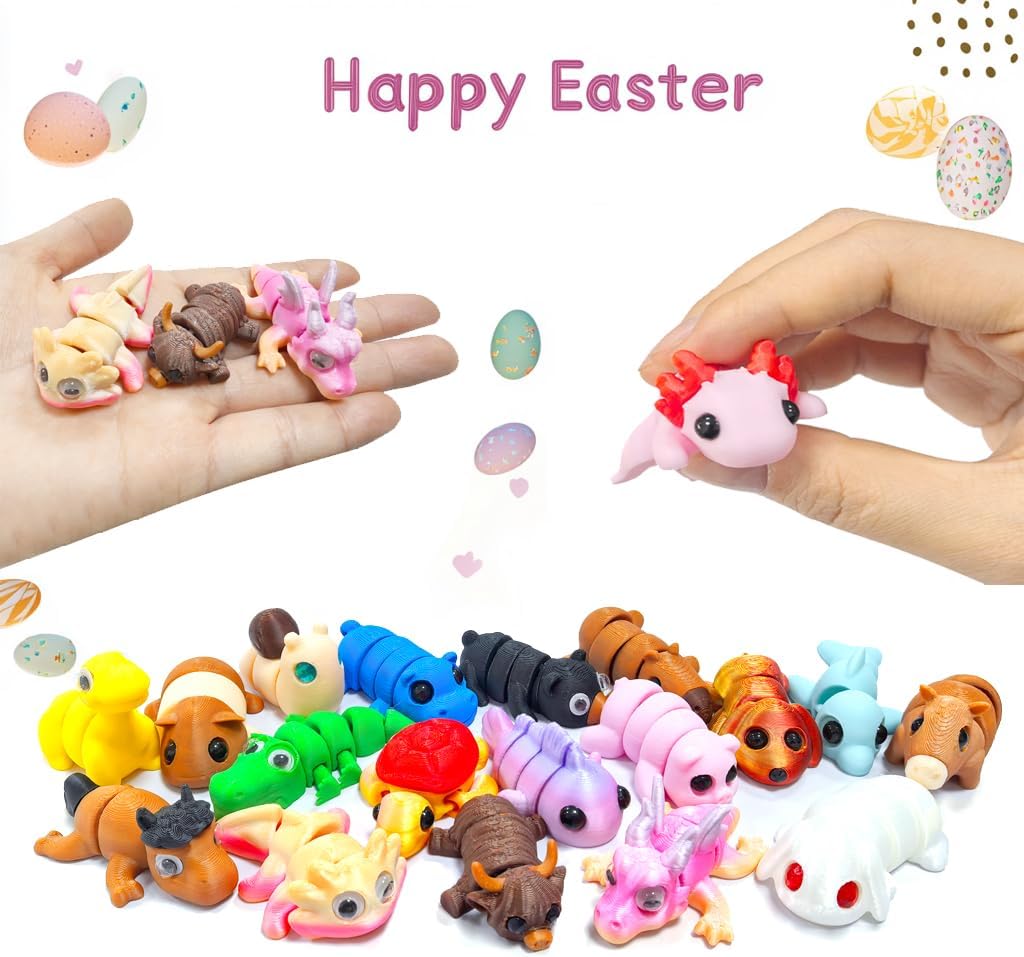 18 Pcs Easter Eggs with 3D Print Animal Prefilled Easter Eggs with Toys Inside Easter Egg Fillers for Kids Boys Girls Easter Basket Stuffers Party Favors Easter Egg Fillers