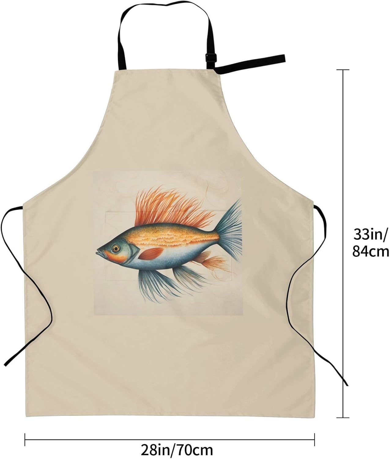 Safflower Flying Fish print Waterproof chef's apron with pocket apron for kitchen cooking baking barbecue and gardening