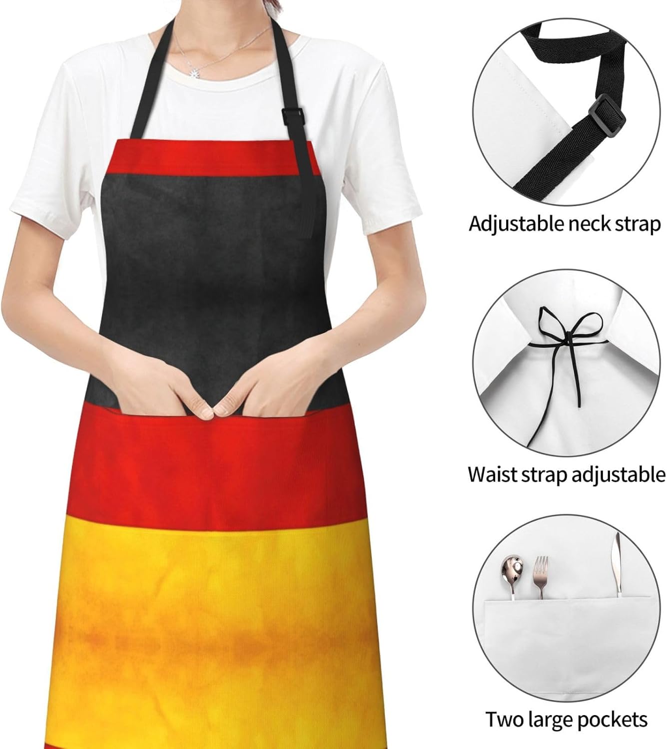 Germany Flag print Waterproof apron with pocket adjustable cooking apron for adult kitchen bibs to bake