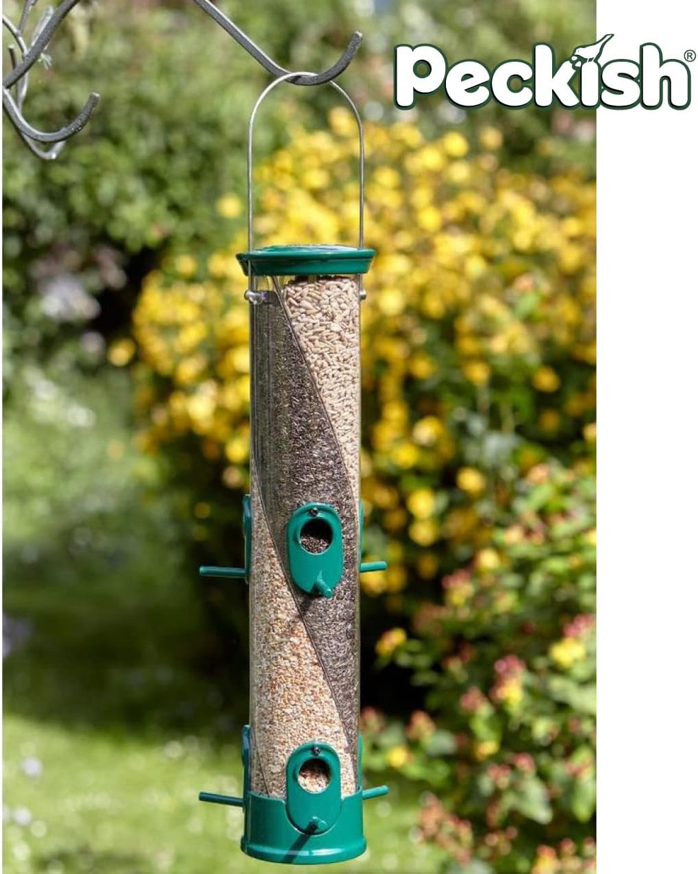 Gardman Peckish All Weather 3 Seed Twist Feeder, Green, 18.75" H (60053042)