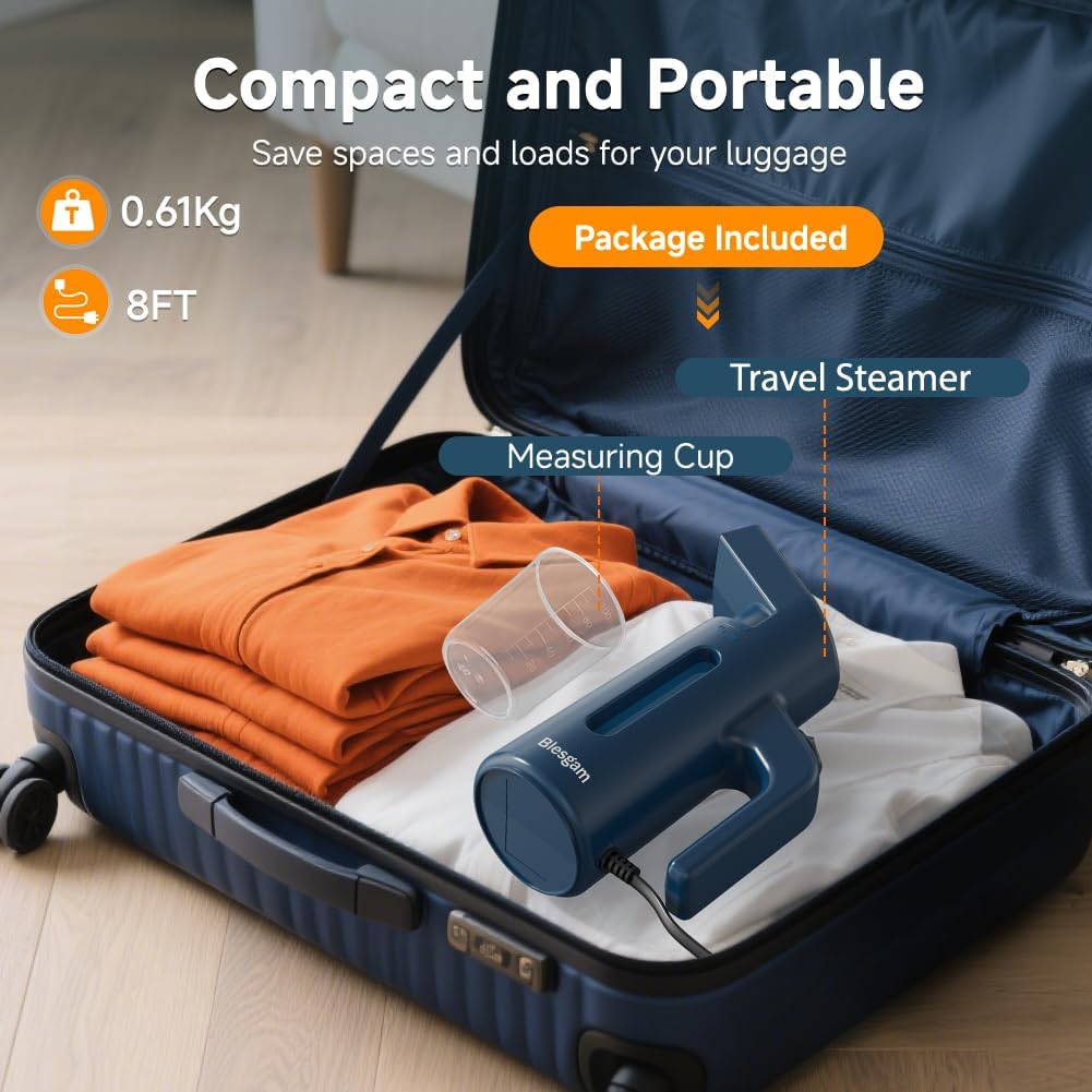 Steamer for Clothes 700W, Double Row Steam Clothes Steamer, 180ML Large Capacity Water Tank, 40S Fast Heat-up Garment steamer for Home and Office(GY168)