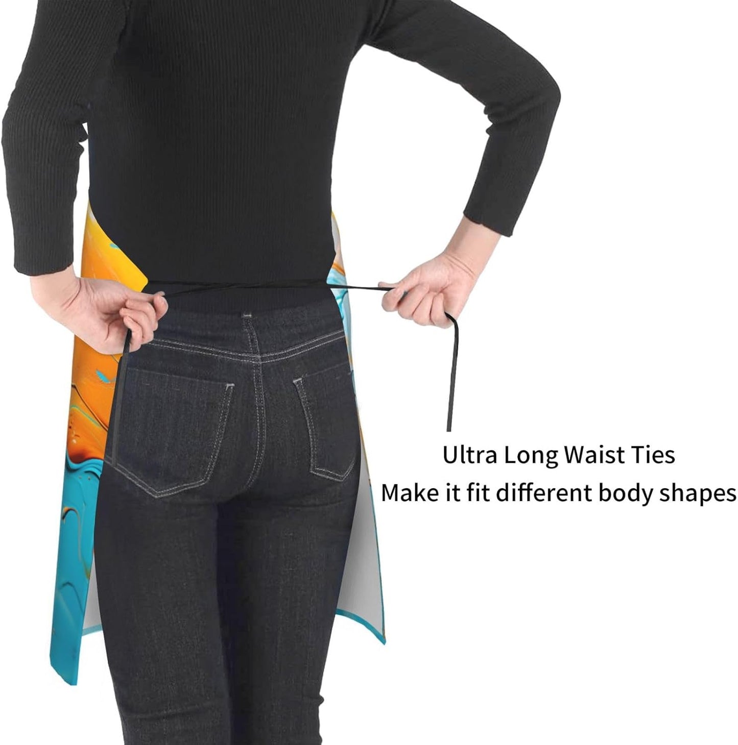 Pigment print Waterproof apron with pocket adjustable cooking apron fo