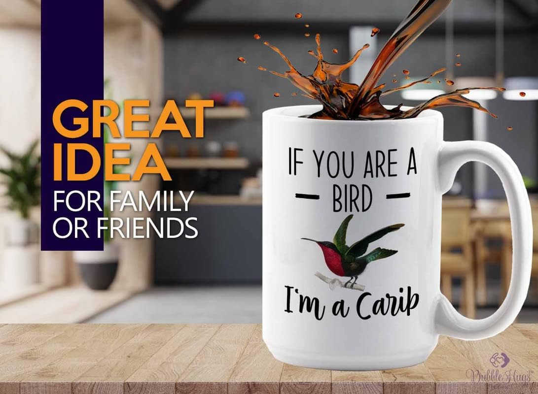 Bird Lover Coffee Mug 15oz White - Bird and carib - Hummingbird Nest Cage Parrot Dad Gardening Outdoor Birdwatcher Feeder