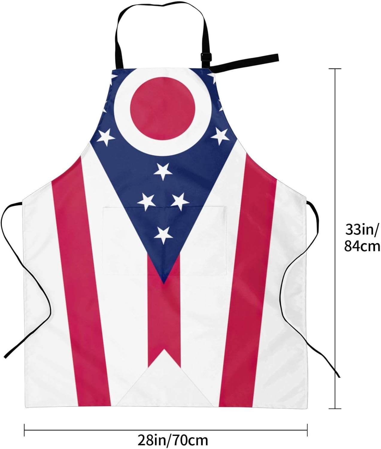 Ohio State Flag print Waterproof apron with pocket adjustable cooking apron for adult kitchen bibs to bake