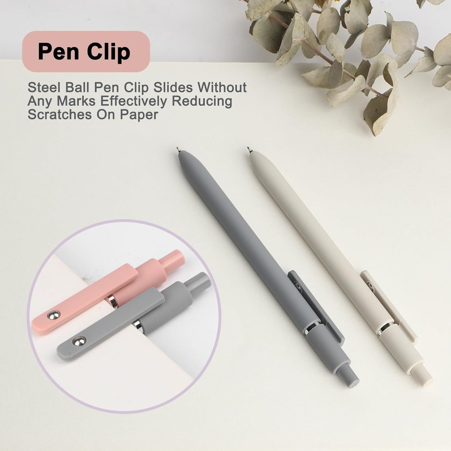 FIOVER 5pcs Gel Pens Quick Dry Ink Pens Fine Point Premium Retractable