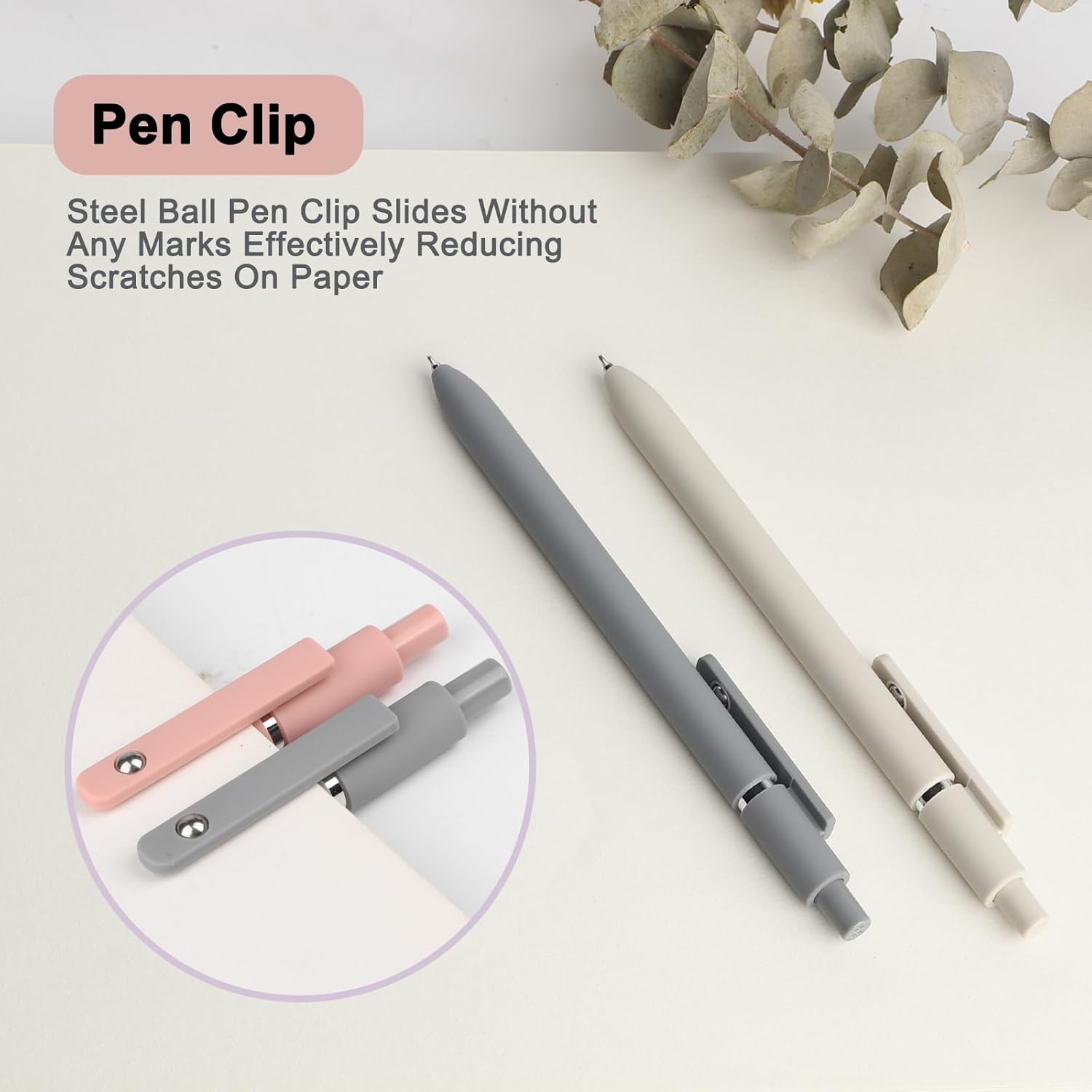 FIOVER 5pcs Gel Pens Quick Dry Ink Pens Fine Point Premium Retractable