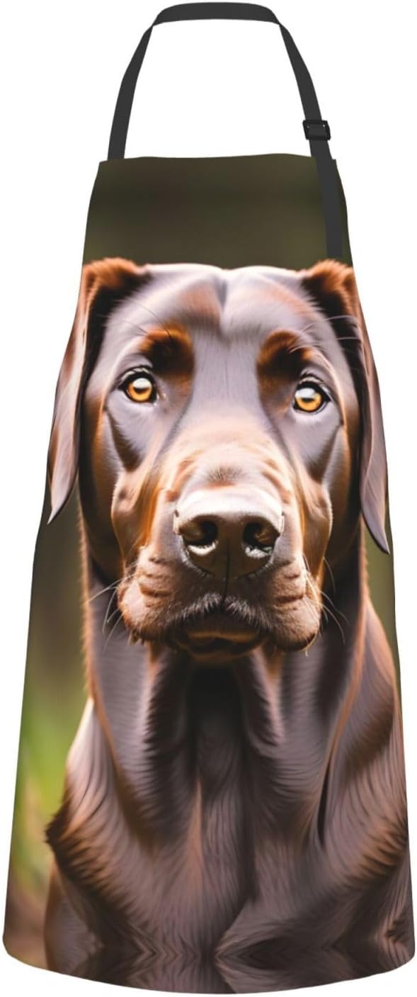 Brown Labrador Retriever Print Laundry apron 28x33 In Waterproof Kitchen Apron with Pockets for Cooking Baking