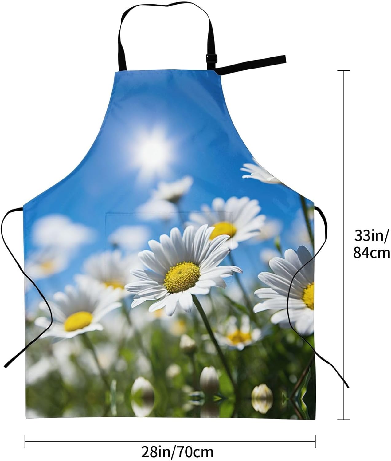 Daisy Flower Picture print Waterproof apron with pocket adjustable coo