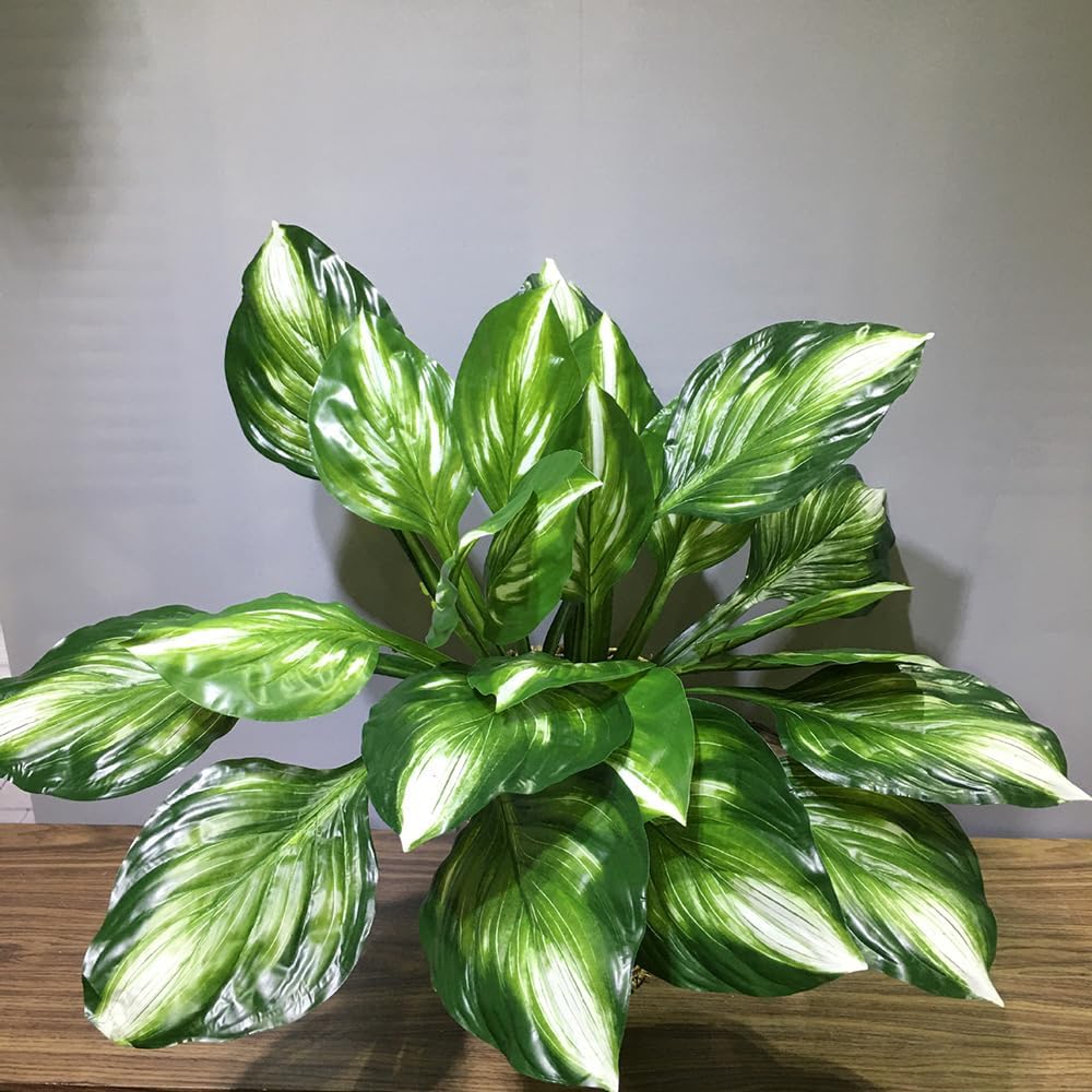 2Pcs Artificial Halcyon Hosta Perennial Plants 19" Large Faux Cordyline Shade Plant for for Home Garden Office Decoration