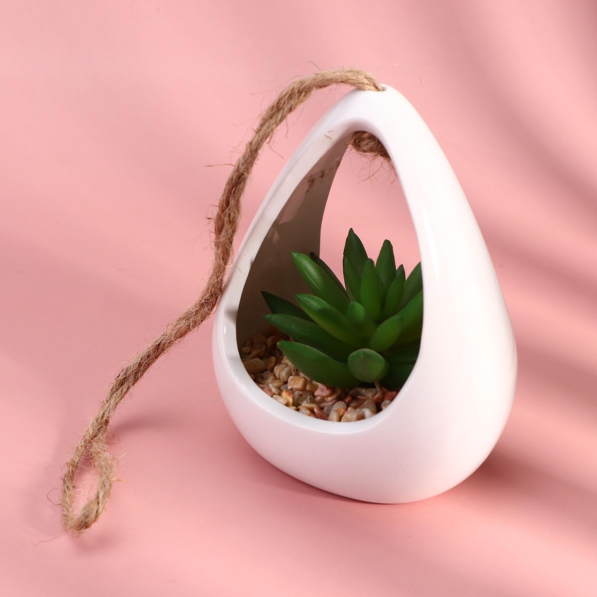 Milisten Artificial Succulent Plant Hanging Pot, Small Faux Lotus Desk