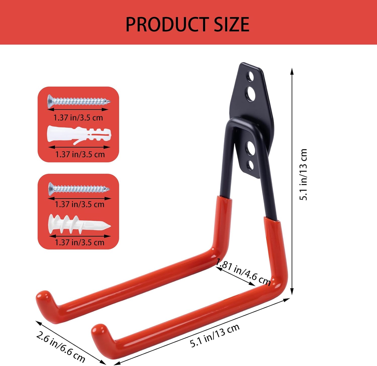 Markcain Heavy Duty Wall Hook 2 Pack 5.1 Inch Metal Garage Storage Hoo
