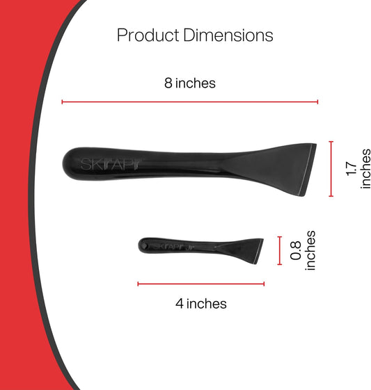 Plastic Scraper Tool, 2 Pack, Non-Scratch, 1.7 Inch Wide Blade, Long Ergonomic Handle, Heat Resistant (460F), Dishwasher Safe - Clean Ovens, Countertops, Hard Floors, Walls, and Windows