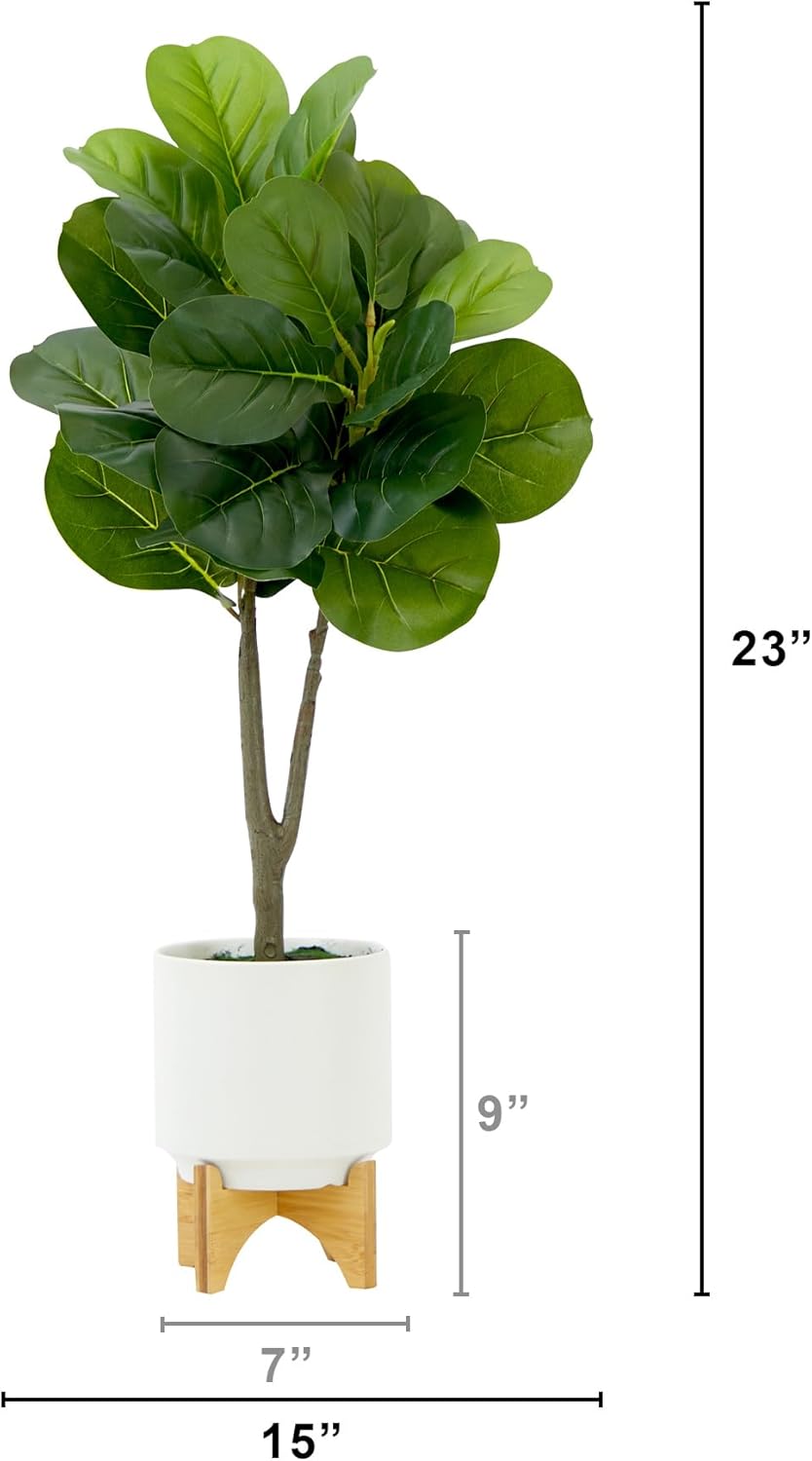 Nearly Natural 33in. Artificial Fiddle Fig with Stand Planter