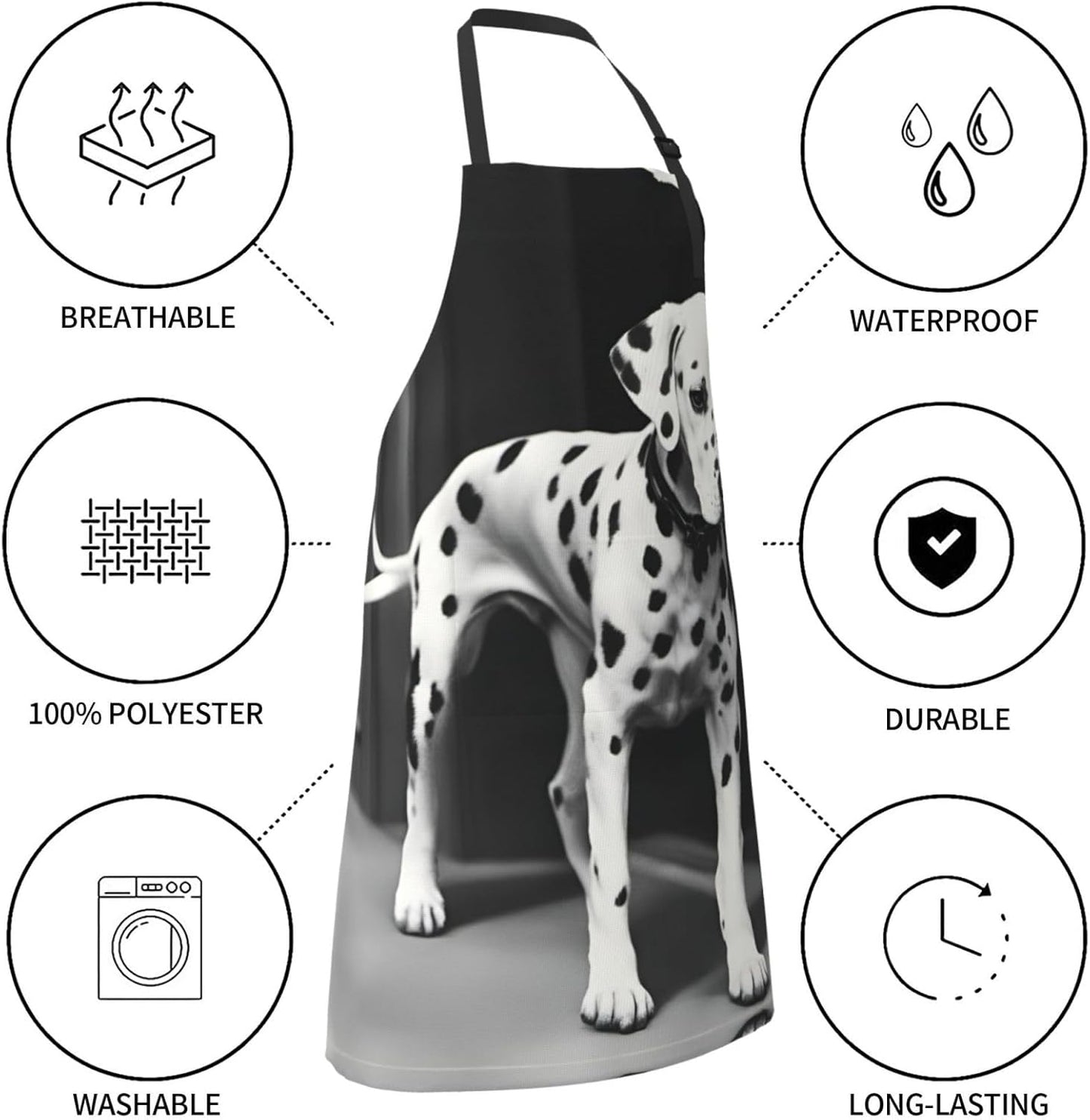 Dalmatian 1 print Waterproof chef's apron with pocket apron for kitchen cooking baking barbecue and gardening