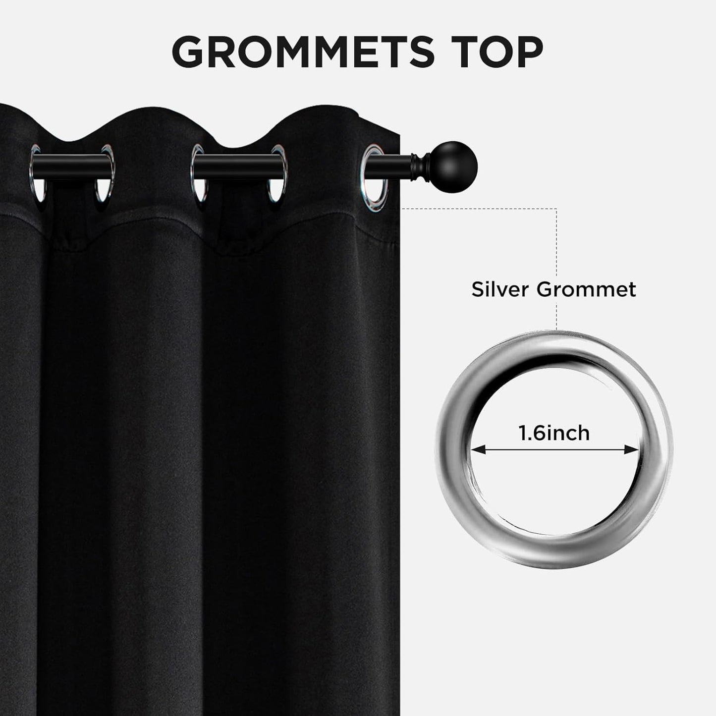 Joydeco Blackout Curtains for Bedroom 84 Inch - Black Out Curtains with Grommets Thermal Insulated Room Darkening Light Blocking, Noise Reducing & Wrinkle-Free Drapes for Living Room Windows, 2 Panels