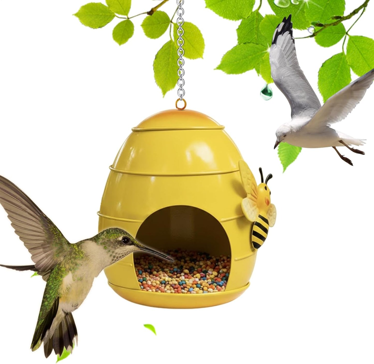 Outdoor Garden Bird Feeder, Metal Decorative Feeders, Fun Food Holder 