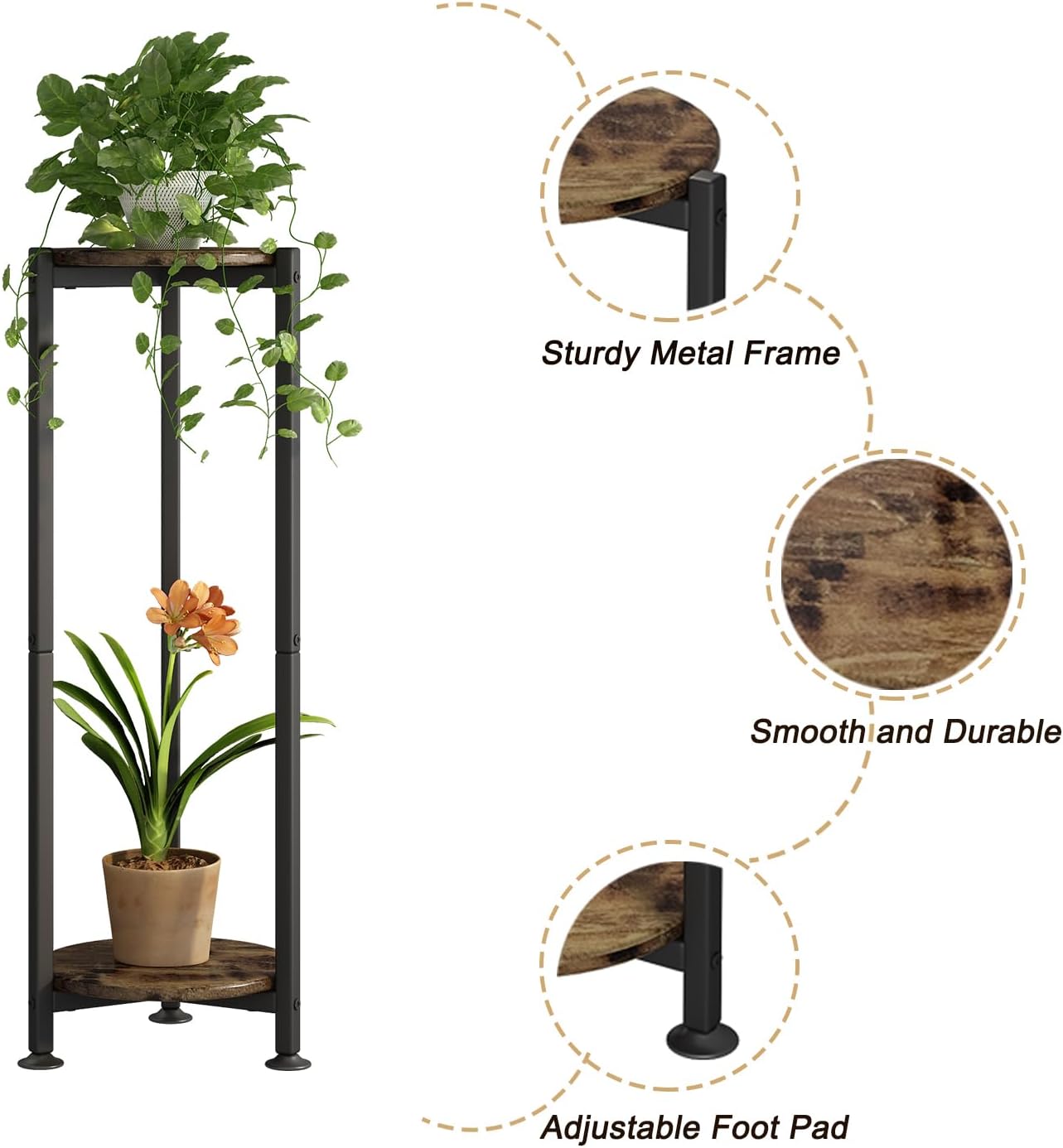 Plant Stand Indoor Corner Tall 2 Tier Metal Modern Flower Storage Plan
