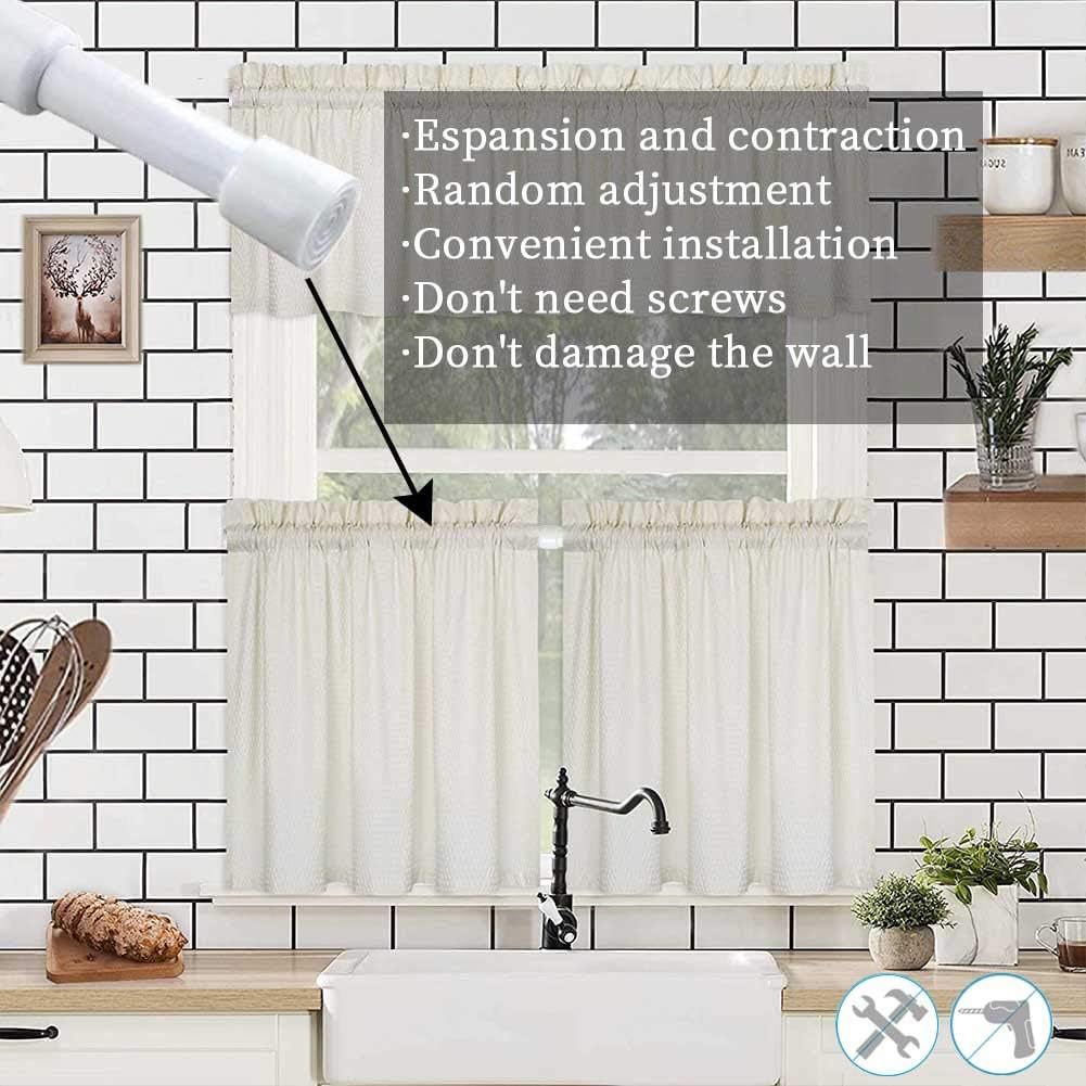 Spring Tension Curtain Rods 28-43in Spring Load Adjustable Expandable Heavy Duty Steel Small Short Tension Curtain Rod for Windows,Kitchen,Doorway,Bathroom,Cupboard Bars