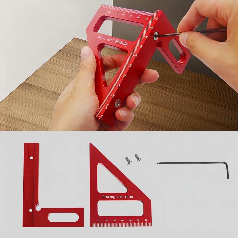 3D Multi-Angle Measuring Ruler,45/90 Degree Aluminum Alloy Woodworking