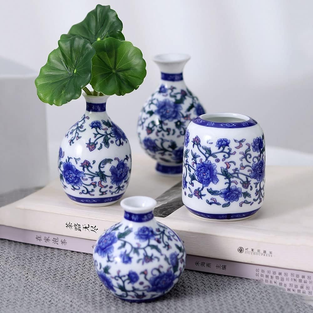 Chinoiserie Mini Decorative Porcelain Jar Blue and White Flower Pot Pl