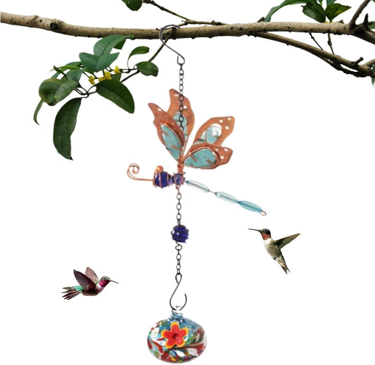 Genérico Hummingbird Feeder – Glass with Wind Chime for Birds, Hummingbirds with Wind Chimes, for Gardens, Parties, Patios Balconies